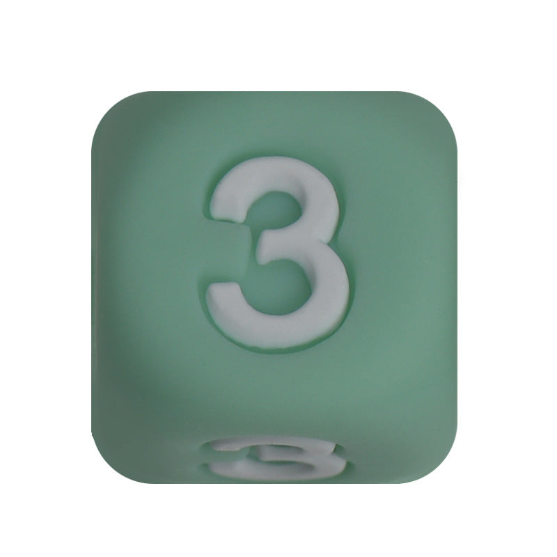 12mm Number Cube Square Silicone Beads Wholesale Green 3