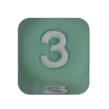12mm Number Cube Square Silicone Beads Wholesale Green 3
