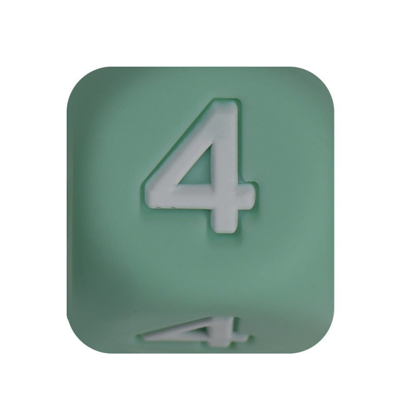 12mm Number Cube Square Silicone Beads Wholesale Green 4