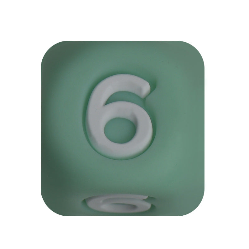 12mm Number Cube Square Silicone Beads Wholesale Green 6