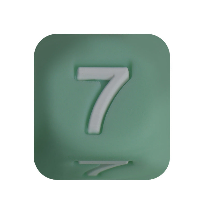 12mm Number Cube Square Silicone Beads Wholesale Green 7