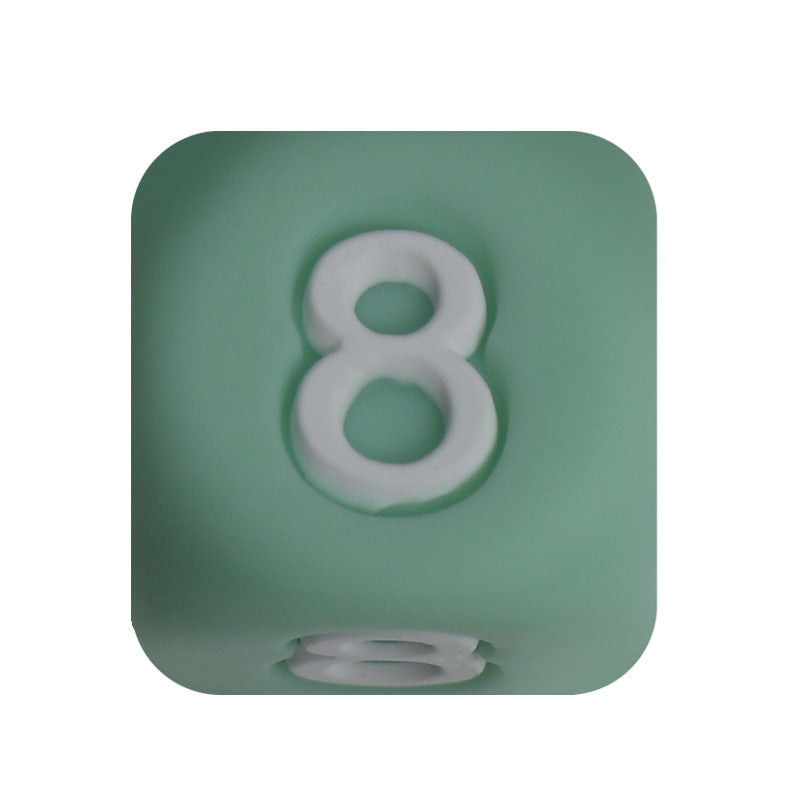 12mm Number Cube Square Silicone Beads Wholesale Green 8