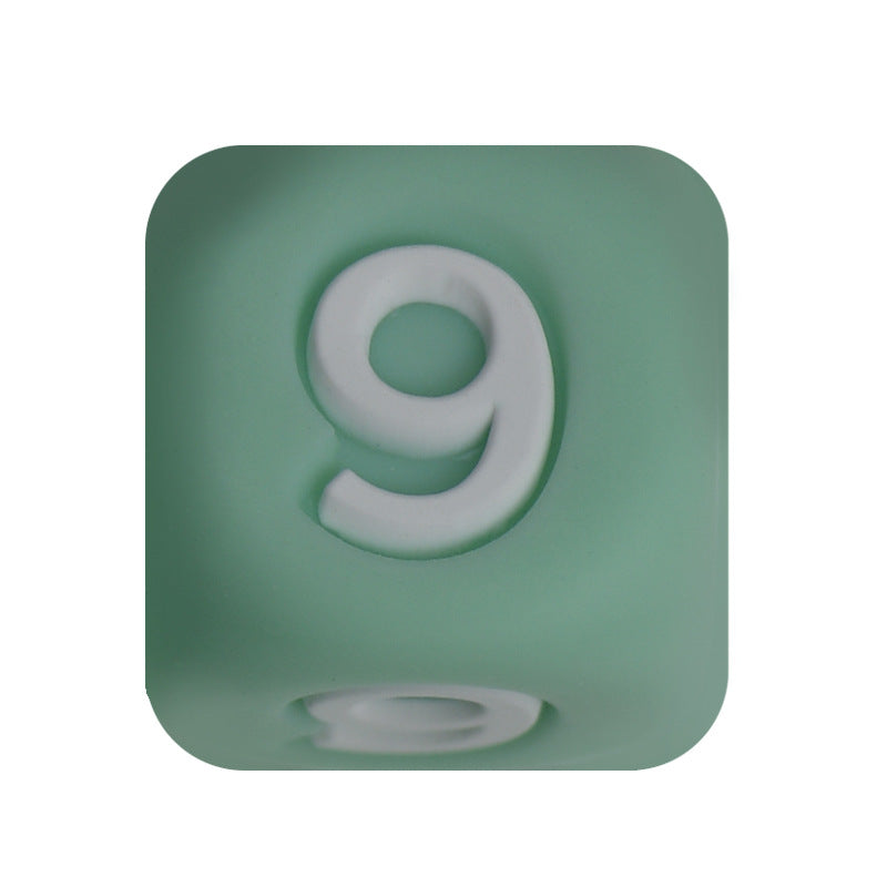 12mm Number Cube Square Silicone Beads Wholesale Green 9