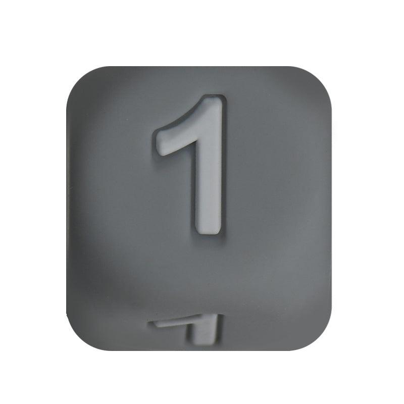12mm Number Cube Square Silicone Beads Wholesale Grey 1