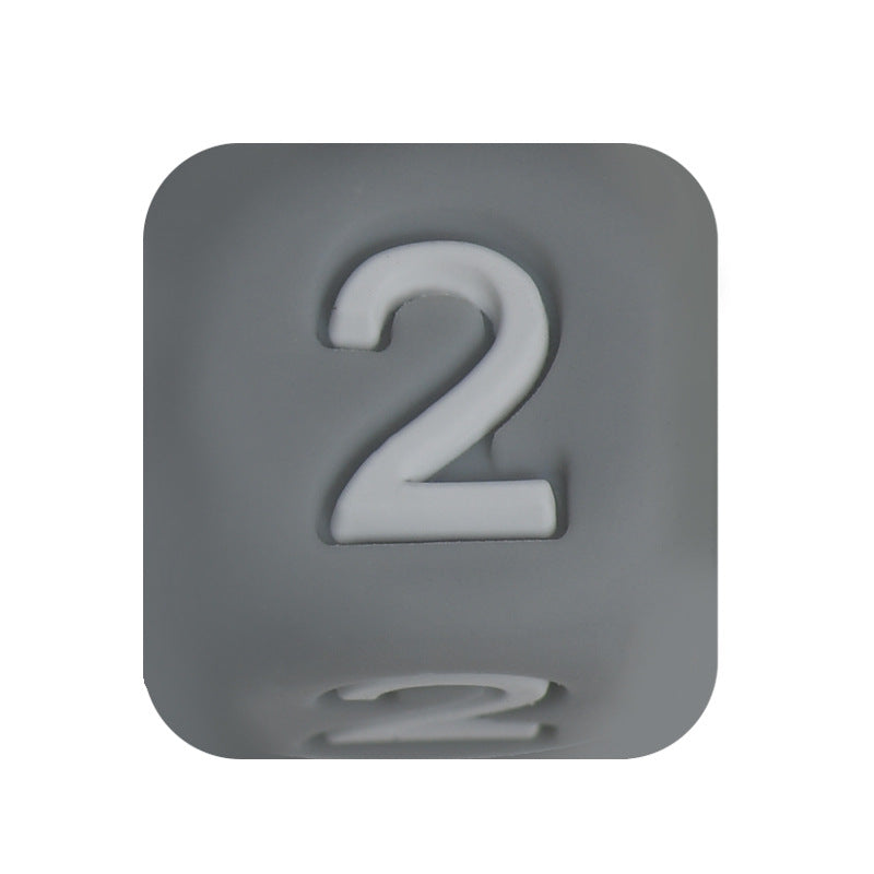 12mm Number Cube Square Silicone Beads Wholesale Grey 2
