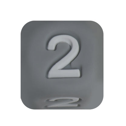 12mm Number Cube Square Silicone Beads Wholesale Grey 2