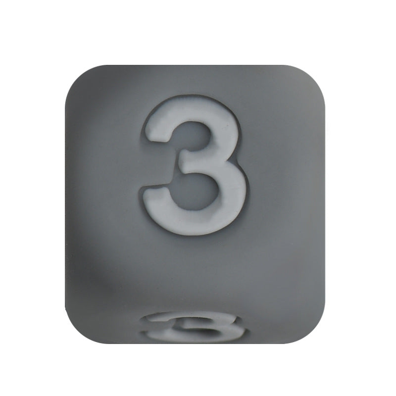 12mm Number Cube Square Silicone Beads Wholesale Grey 3