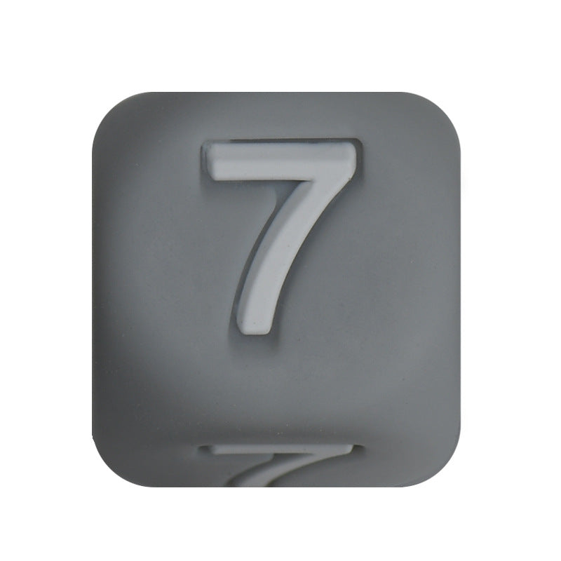 12mm Number Cube Square Silicone Beads Wholesale Grey 7