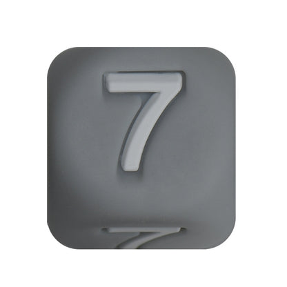 12mm Number Cube Square Silicone Beads Wholesale Grey 7