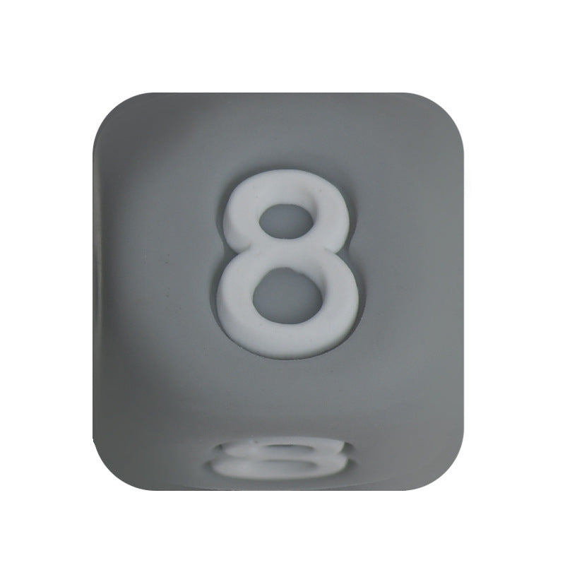 12mm Number Cube Square Silicone Beads Wholesale Grey 8