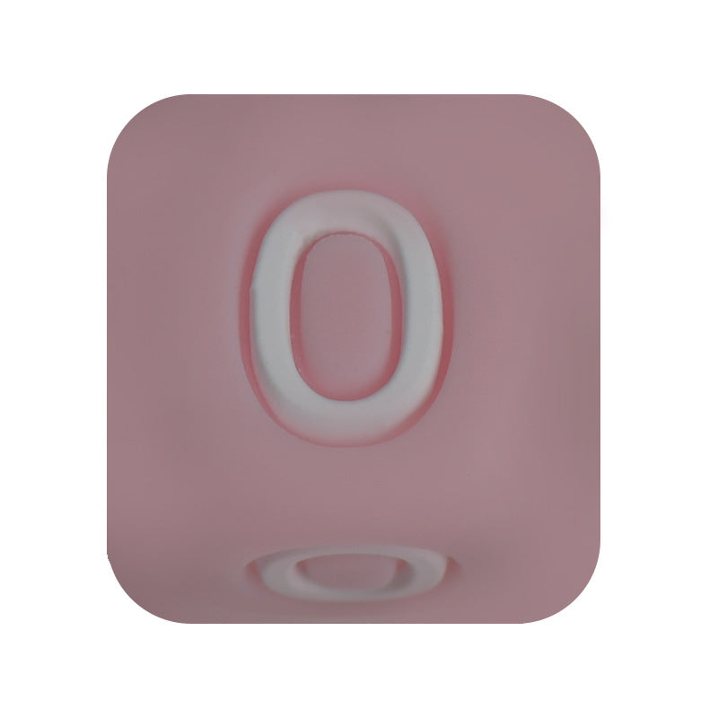 12mm Number Cube Square Silicone Beads Wholesale Pink 0