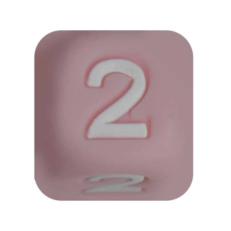 12mm Number Cube Square Silicone Beads Wholesale Pink 2