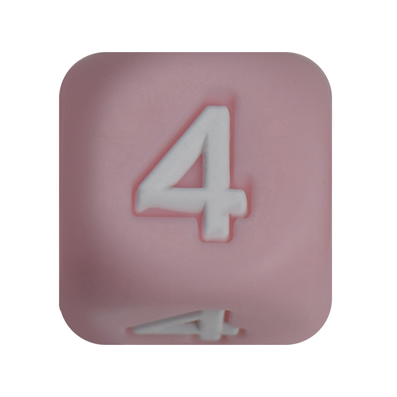 12mm Number Cube Square Silicone Beads Wholesale Pink 4