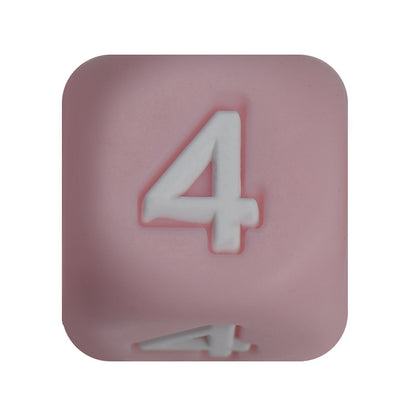 12mm Number Cube Square Silicone Beads Wholesale Pink 4