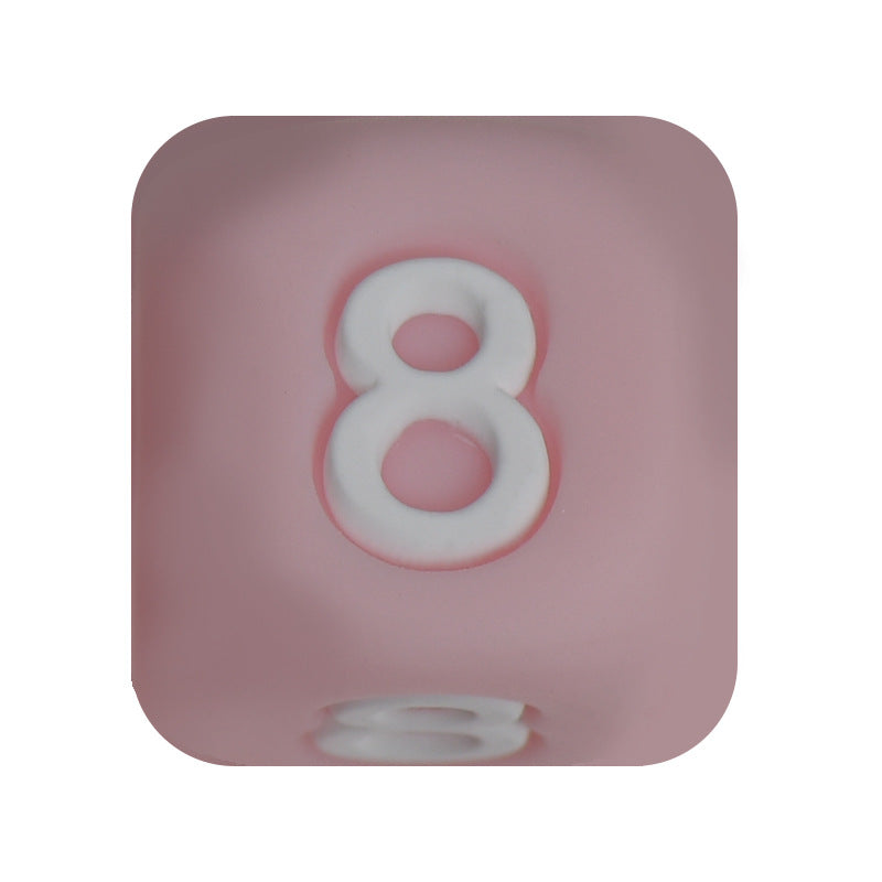 12mm Number Cube Square Silicone Beads Wholesale Pink 8