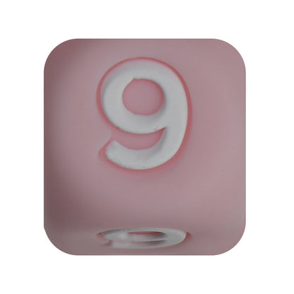 12mm Number Cube Square Silicone Beads Wholesale Pink 9