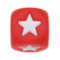 12mm Number Cube Square Silicone Beads Wholesale Red White Star