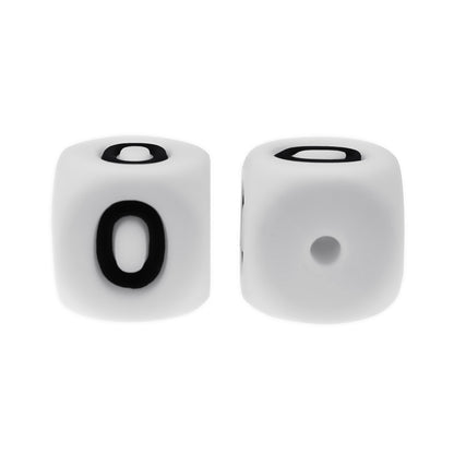 12mm Number Cube Square Silicone Beads Wholesale White 0