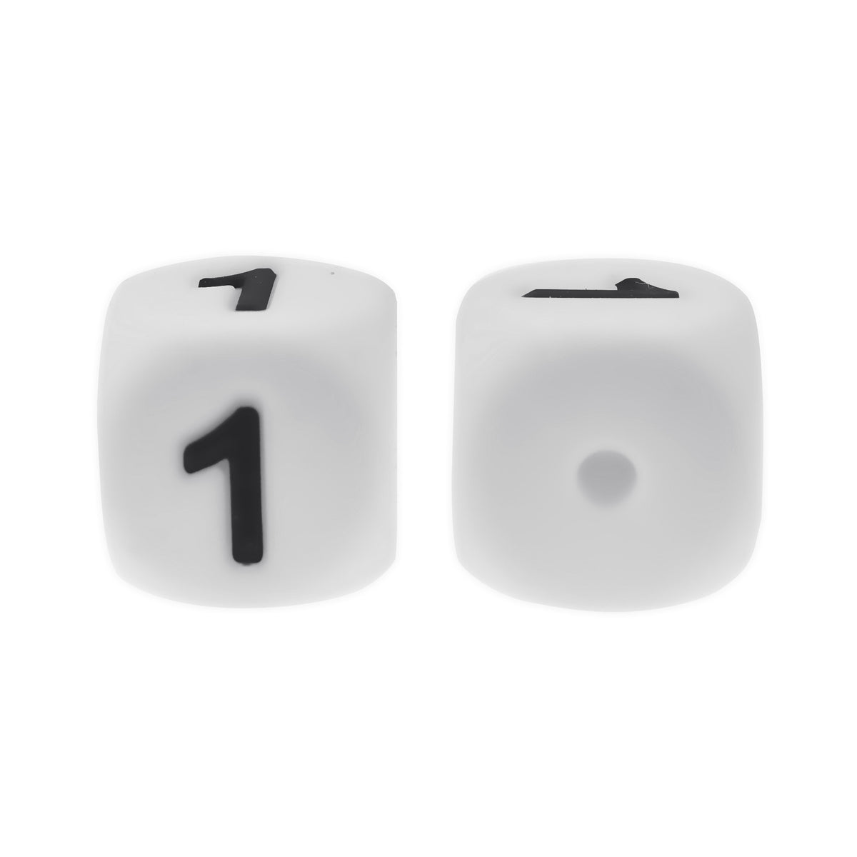 12mm Number Cube Square Silicone Beads Wholesale White 1