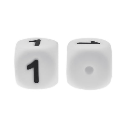 12mm Number Cube Square Silicone Beads Wholesale White 1