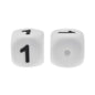 12mm Number Cube Square Silicone Beads Wholesale White 1