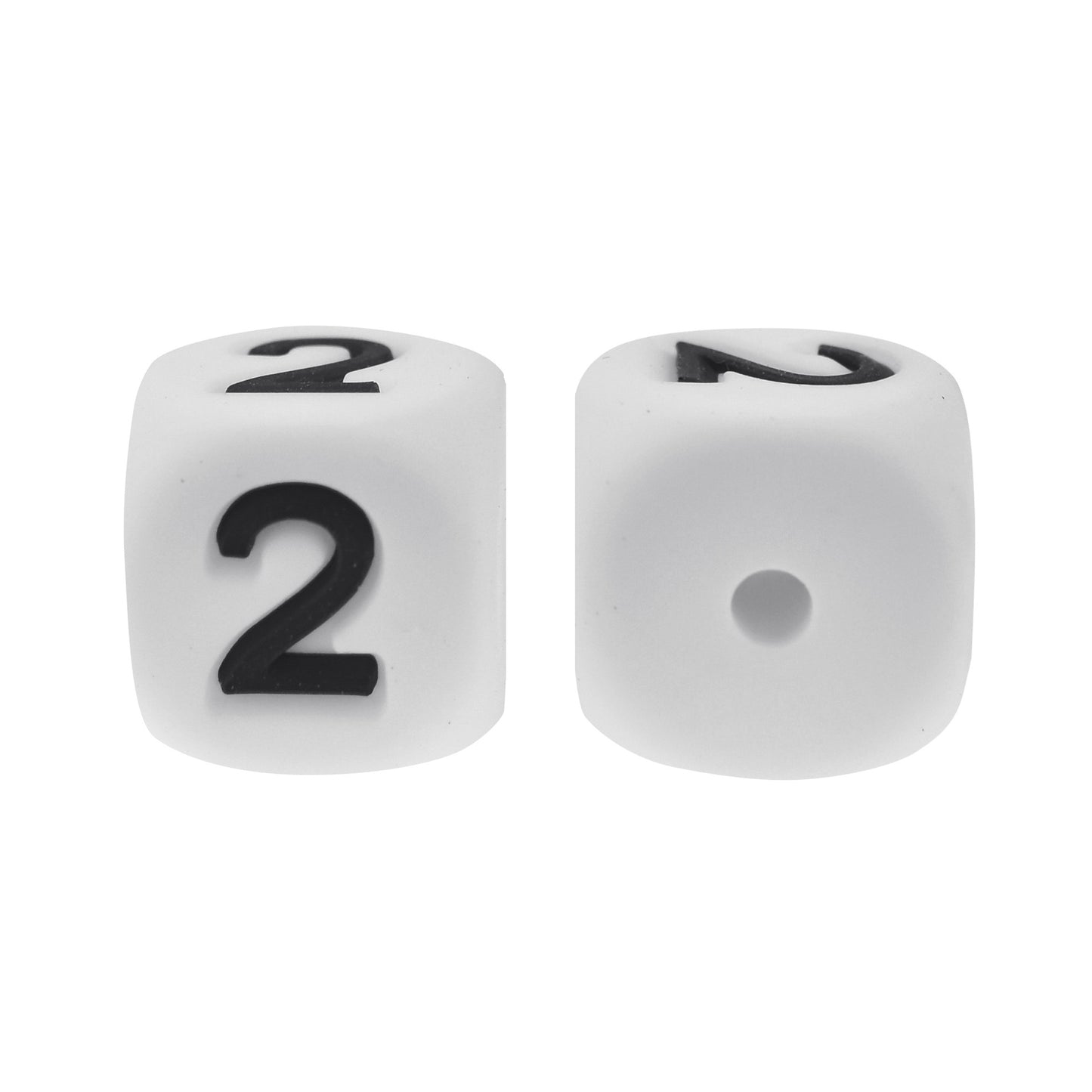 12mm Number Cube Square Silicone Beads Wholesale White 2