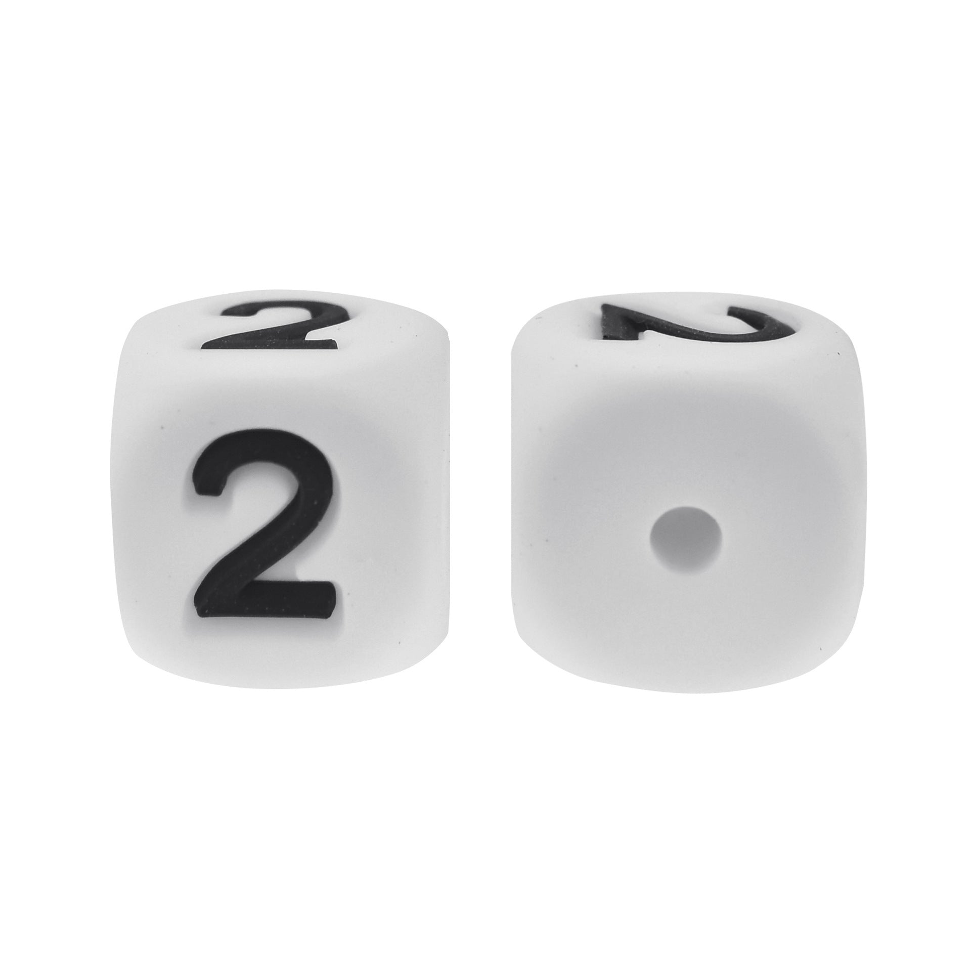 12mm Number Cube Square Silicone Beads Wholesale White 2