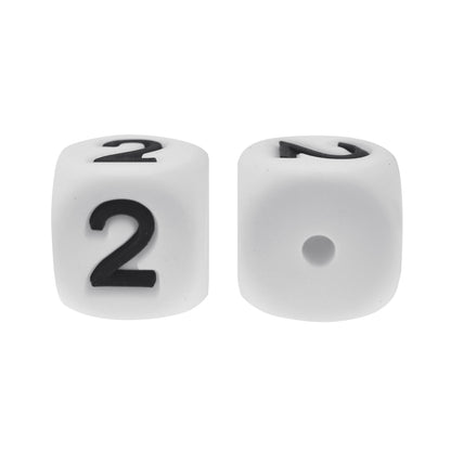 12mm Number Cube Square Silicone Beads Wholesale White 2
