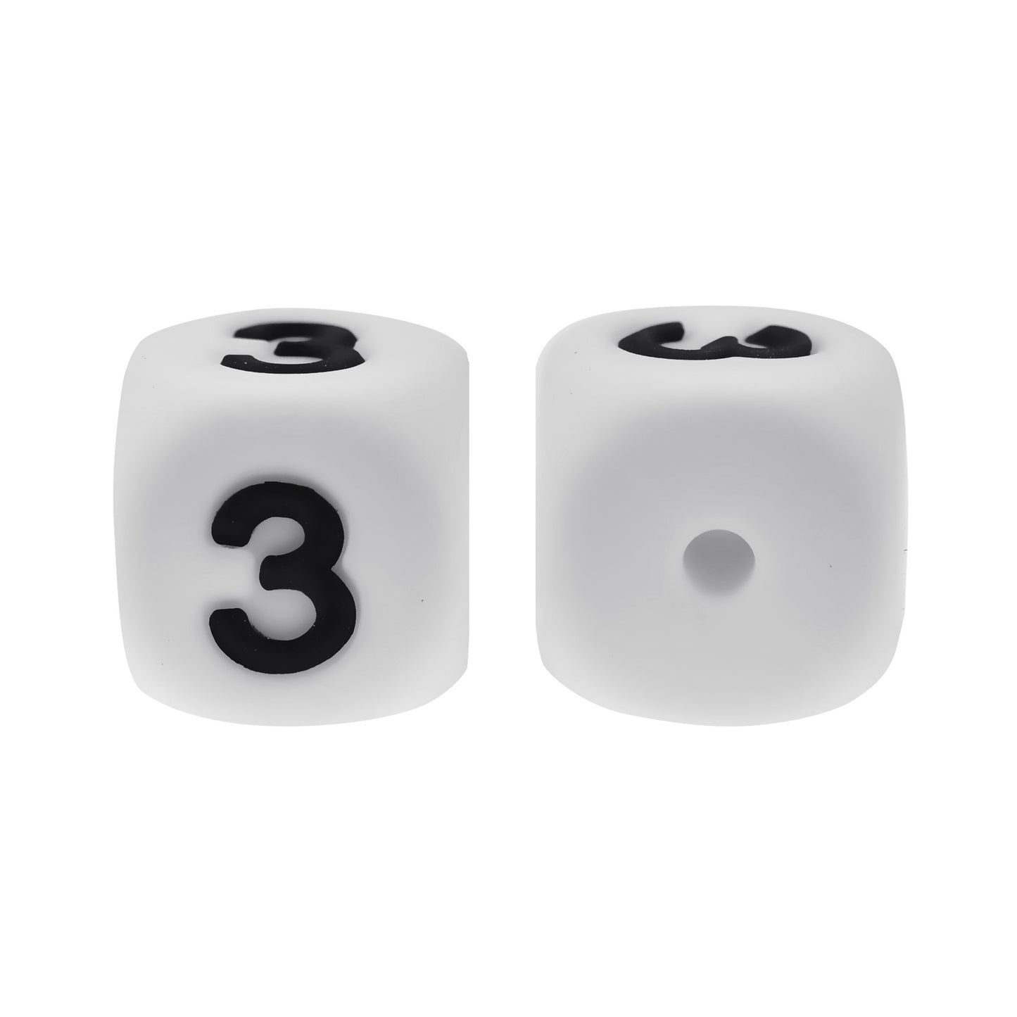 12mm Number Cube Square Silicone Beads Wholesale White 3