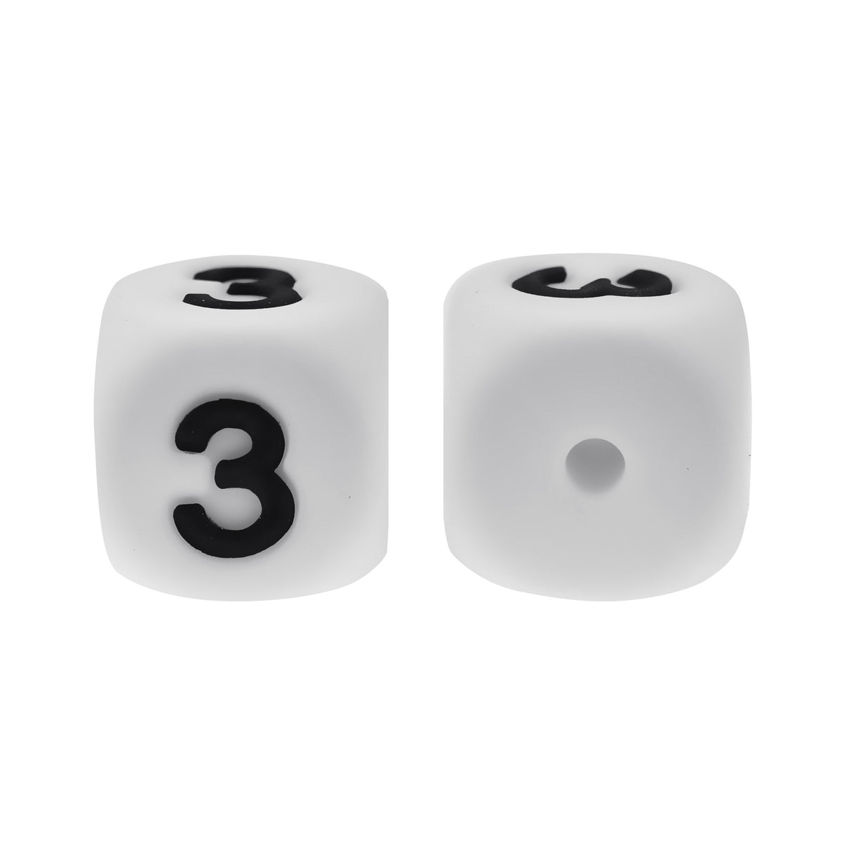 12mm Number Cube Square Silicone Beads Wholesale White 3