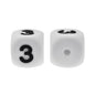 12mm Number Cube Square Silicone Beads Wholesale White 3