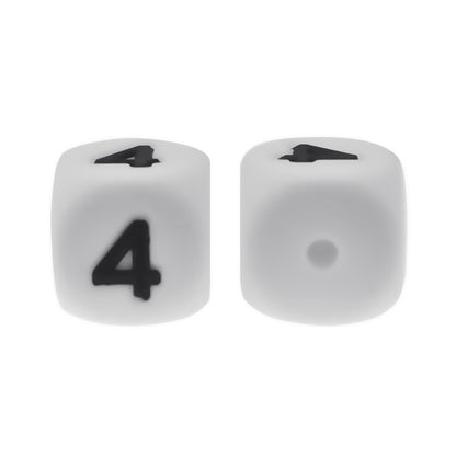 12mm Number Cube Square Silicone Beads Wholesale White 4