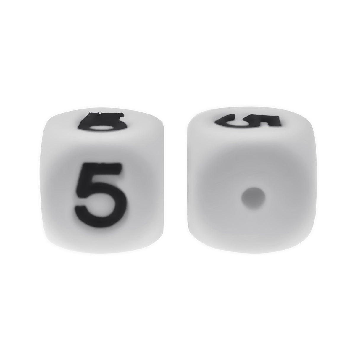 12mm Number Cube Square Silicone Beads Wholesale White 5