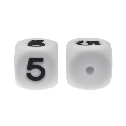 12mm Number Cube Square Silicone Beads Wholesale White 5