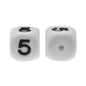 12mm Number Cube Square Silicone Beads Wholesale White 5