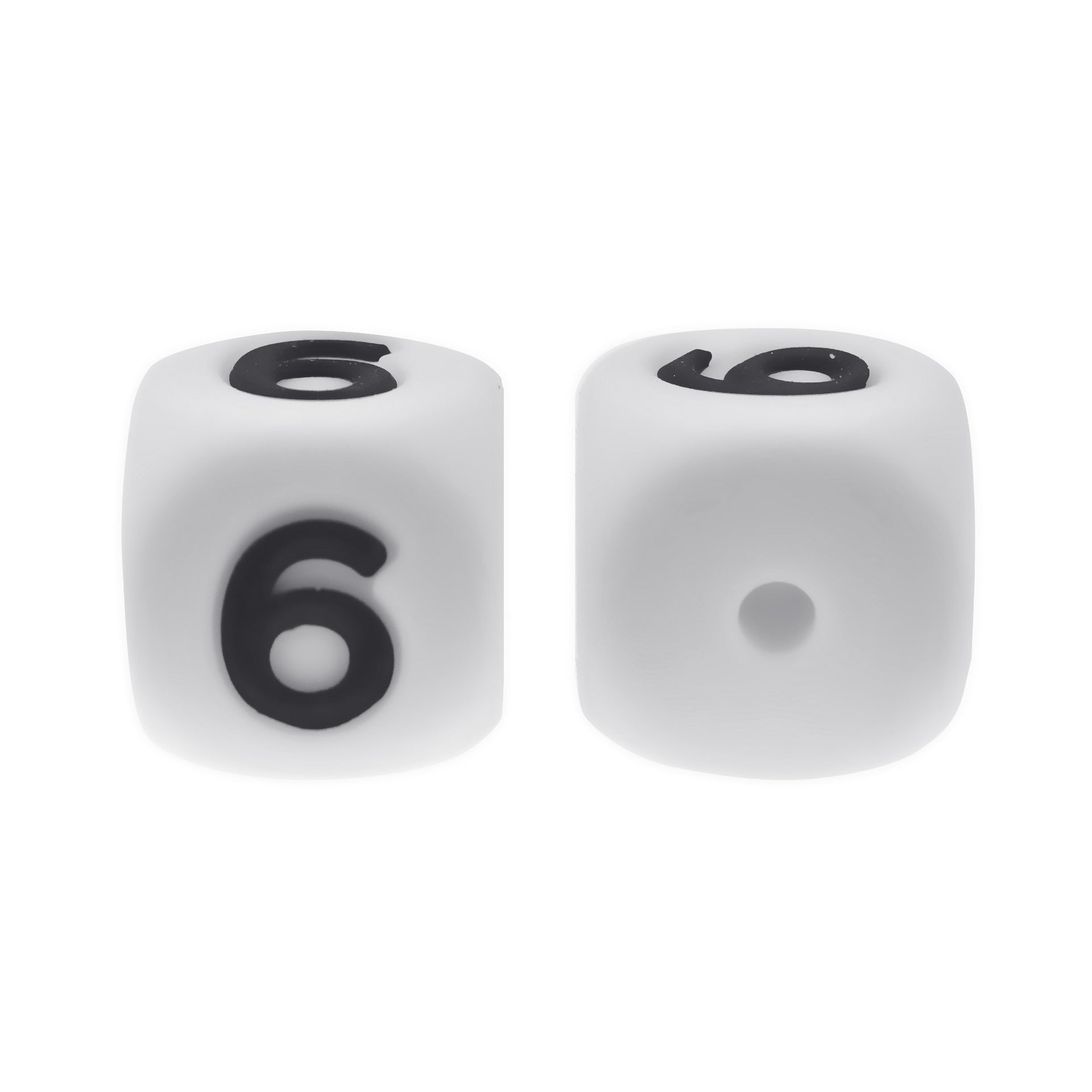 12mm Number Cube Square Silicone Beads Wholesale White 6