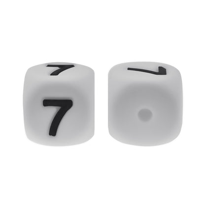 12mm Number Cube Square Silicone Beads Wholesale White 7
