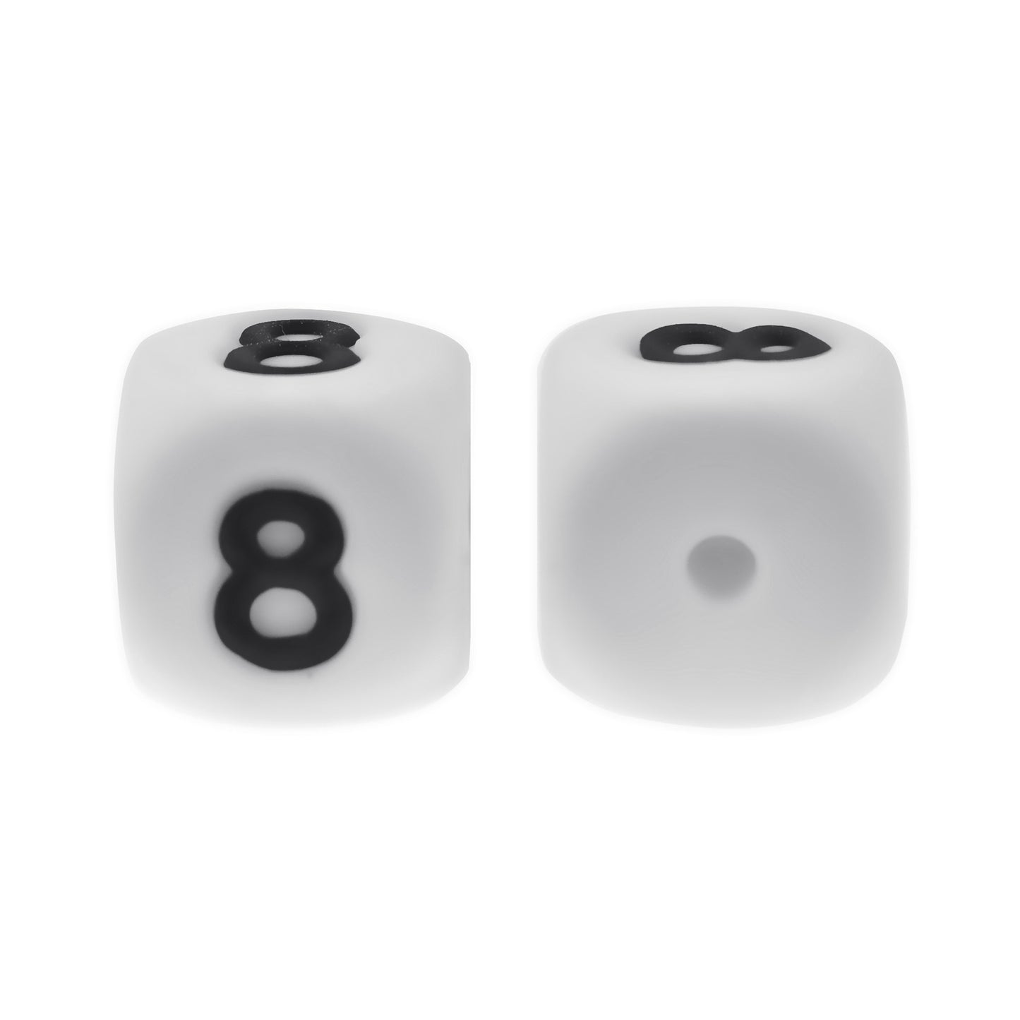 12mm Number Cube Square Silicone Beads Wholesale White 8