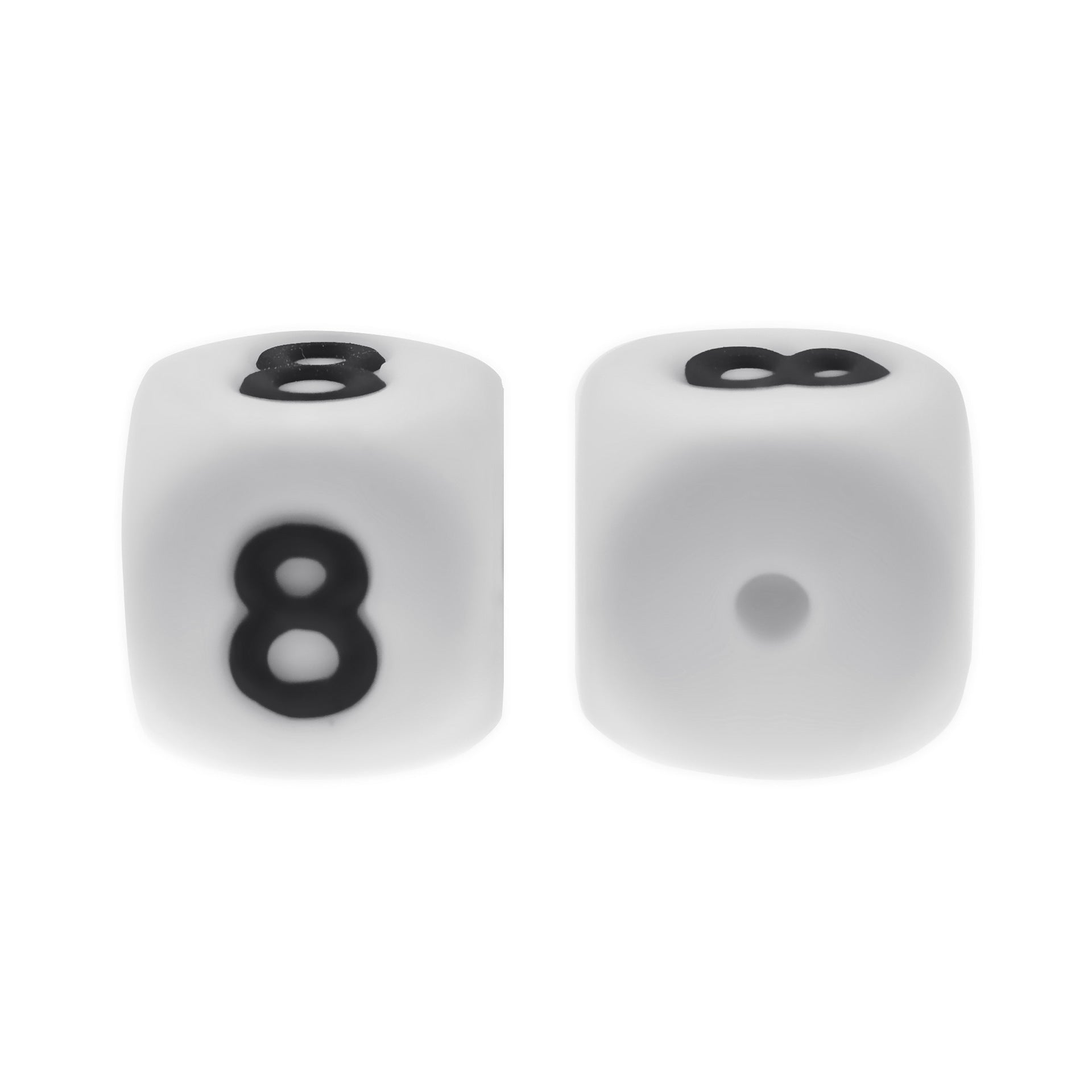 12mm Number Cube Square Silicone Beads Wholesale White 8