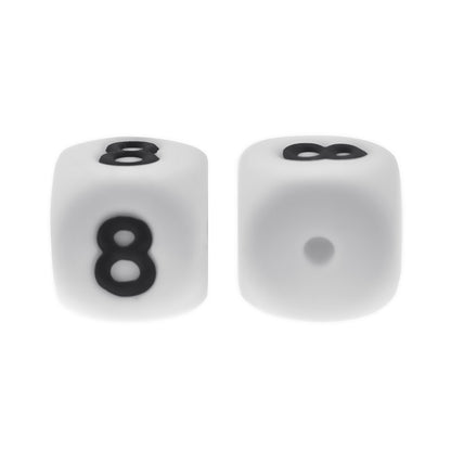 12mm Number Cube Square Silicone Beads Wholesale White 8