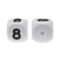 12mm Number Cube Square Silicone Beads Wholesale White 8