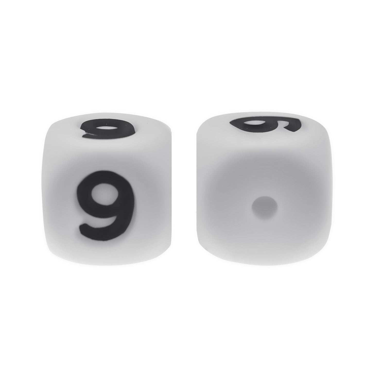 12mm Number Cube Square Silicone Beads Wholesale White 9