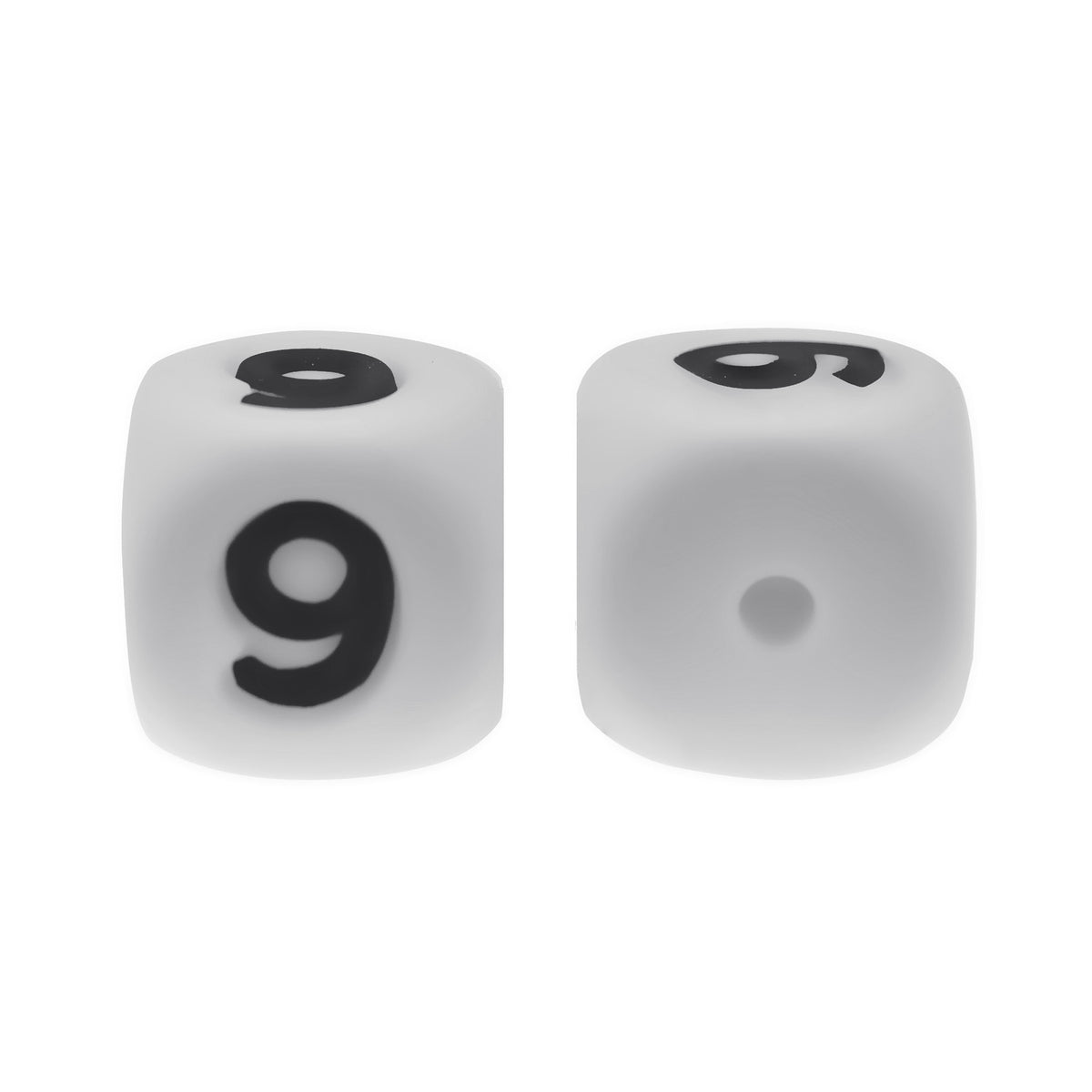 12mm Number Cube Square Silicone Beads Wholesale White 9