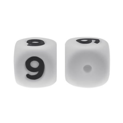12mm Number Cube Square Silicone Beads Wholesale White 9