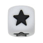 12mm Number Cube Square Silicone Beads Wholesale White Black Star