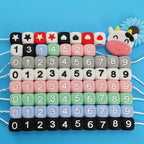 12mm Cube Silicone Beads Number Print Matte Solid Colors 20pcs 3