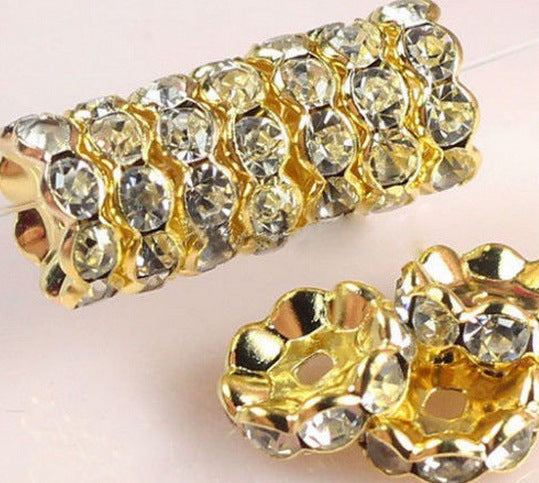 12mm Rhinestone Wavy Spacer Beads-gold