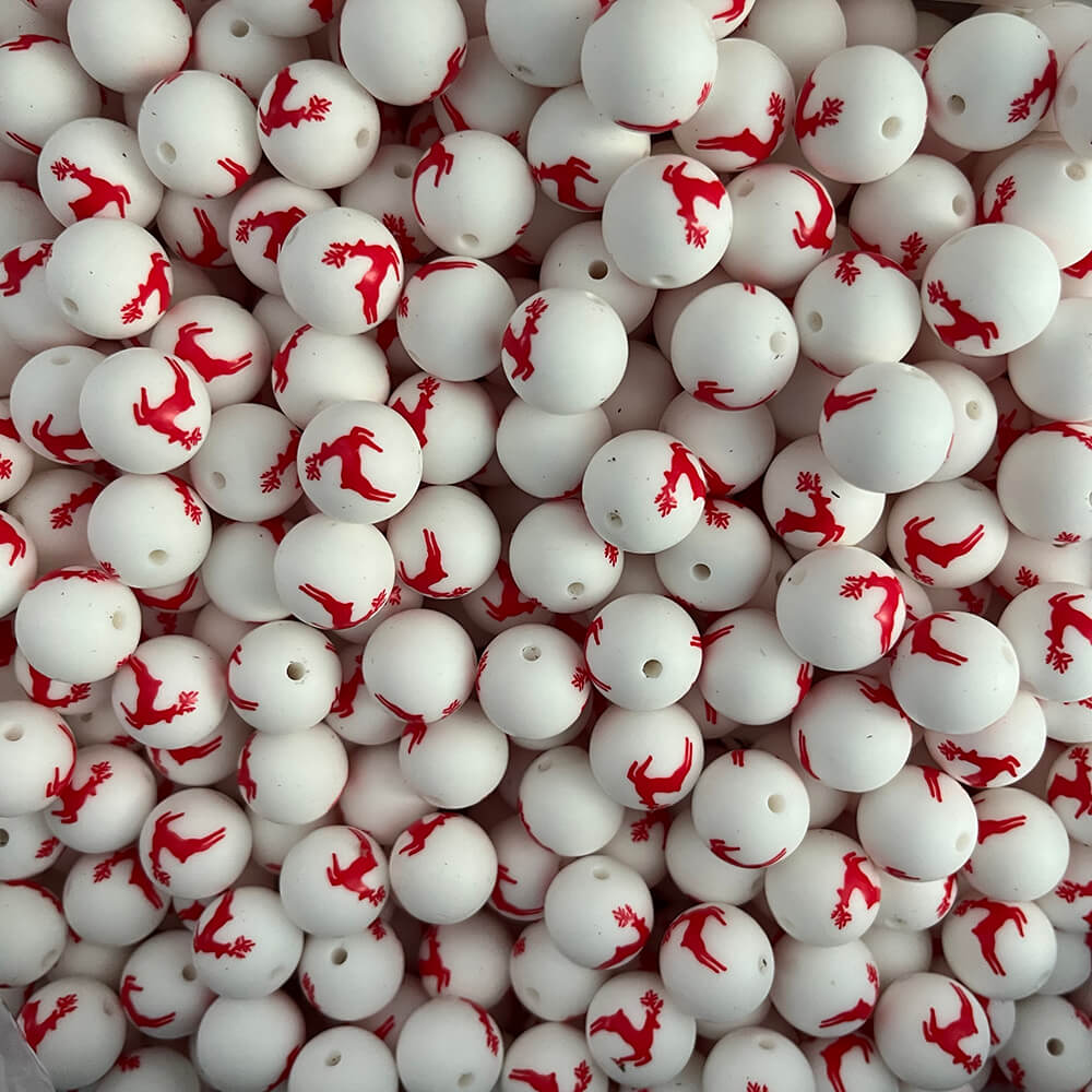 13-162# Christmas Printed Silicone beads