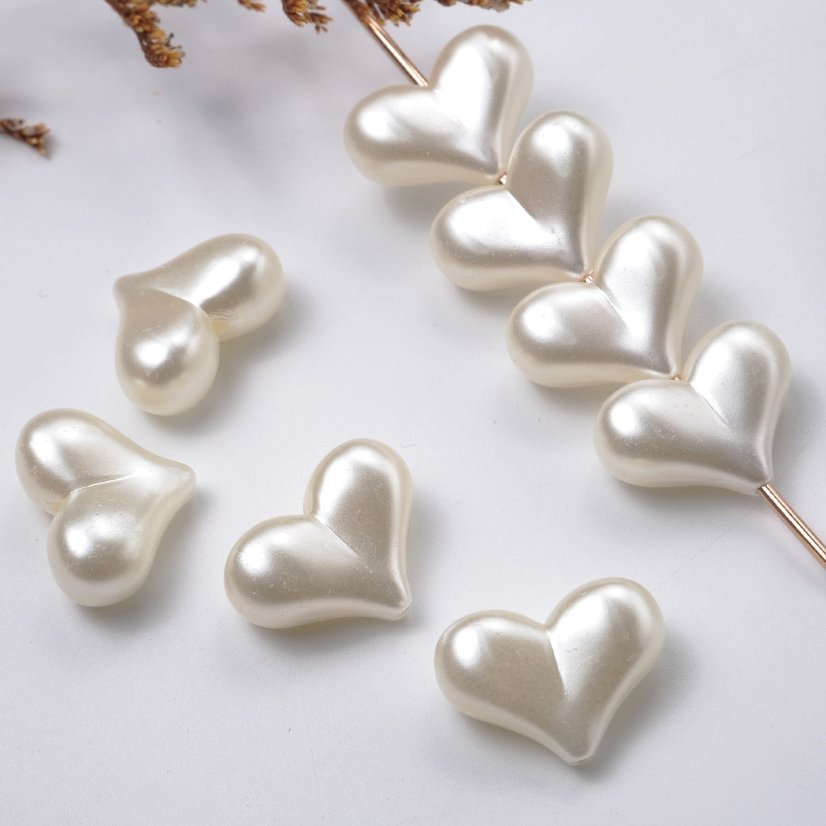 Imitation Pearl Heart Acrylic Beads 22mm Creamy Smooth Finish 100pcs