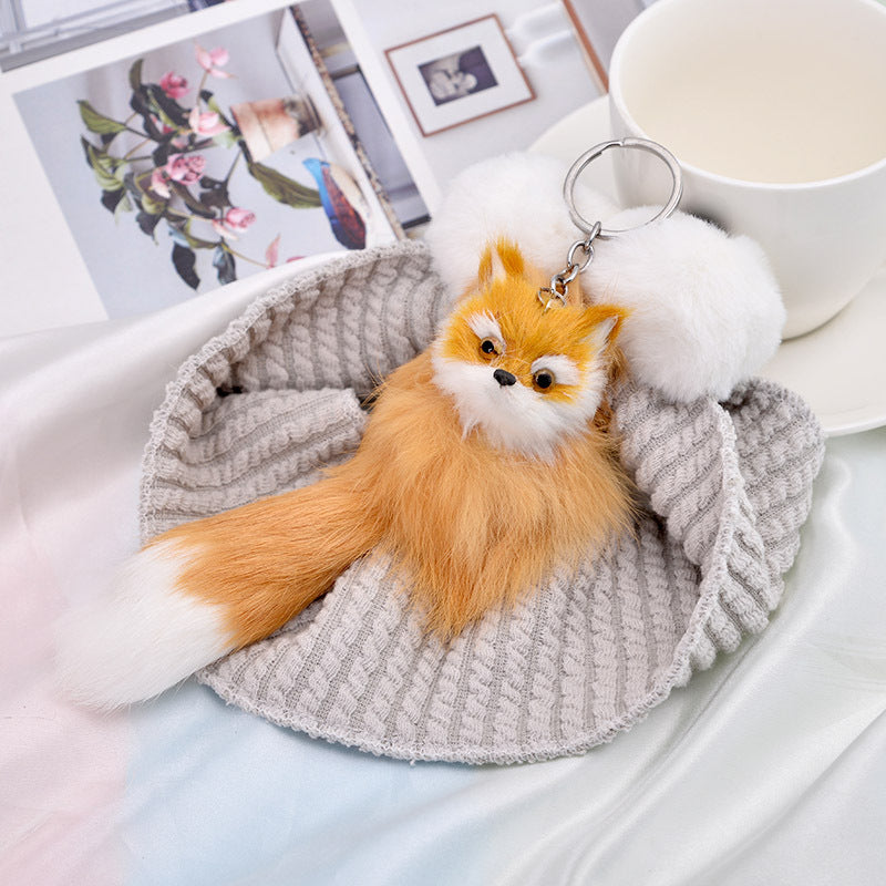 Fashion Plush Fox Keychain Soft Tail Wild Animal Charm 2